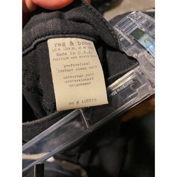 Rag & Bone Black Lamb Leather Detail Panel Skinny Jeans Size 27 Ostwald Ankle - Picture 9 of 9